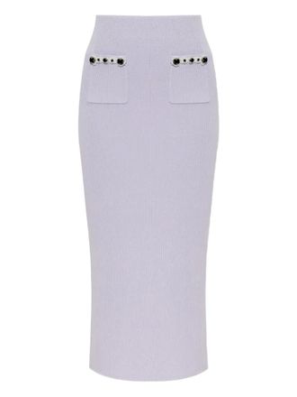 Self Portrait stretch-cotton skirt - women - Polyester/Elastane/Cashmere/Polyamide/Cotton - L - Purple