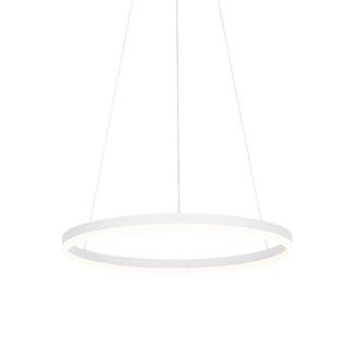 QAZQA Moderno L&aacute;mpara Colgante De Dise&ntilde;o Blanca 60 Cm Con Led Regulable En 3 Pasos - Anello Aluminio /pl&aacute;stico Redonda Incluye Led Max. 1 X 40 Watt - Qazqa