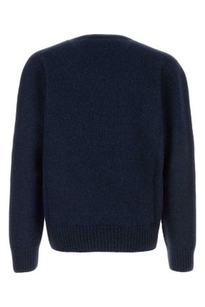 Alexander McQueen Mens Melange Wool Blend Sweater Navyindigo Exterior: Nylon Maglieria