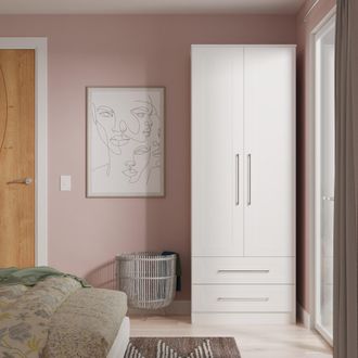 Welcome Furniture Malton Ready Assembled 2 Door 2 Drawer Wardrobe in White Ash - Welcome Furniture | TJ Hughes