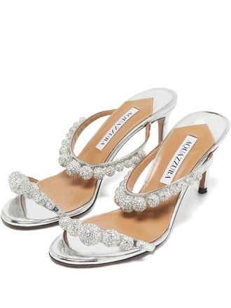 Aquazzura Disco Dancer leren sandalen - Zilver