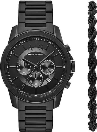 A|X Armani Exchange Chronograph Quartz Black Dial Mens Watch Gift Set AX7163SET