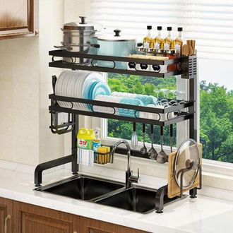 OEM Escurridor De Platos De 3 Niveles Para Colocar Sobre El Fregadero, Inoxidable, Con Soporte Para Utensilios Y Tabla De Cortar, 55 Cm