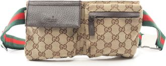 Gucci Beige Brown Multi-Color Gg Canvas Leather Fanny Pack (Pre-Owned)