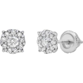 LuvMyJewelry Regal Diamond Stud Earrings in 14K White Gold at Nordstrom Rack