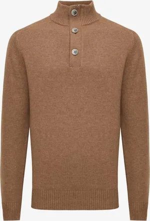 Gentiluomo Buttoned Turtle Zip | Camel