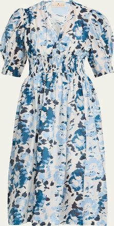 Hannah Art Wear Sophia Puff-Sleeve Midi Dress