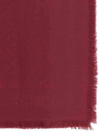 Fendi FF Jacquard Silk-Wool Shawl - Red
