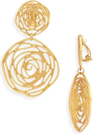 Karine Sultan Oversize Rose Cutout Drop Clip Earrings in Gold at Nordstrom