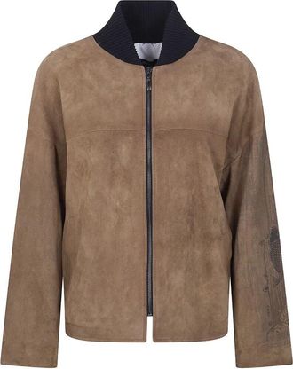 Ibrigu Printed Suede Bomber Brown