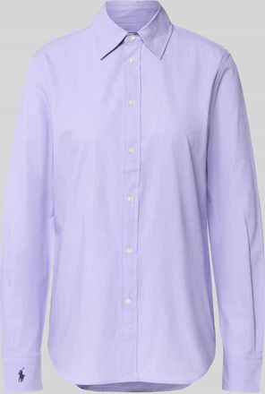 Polo Ralph Lauren Regular Fit Hemdbluse mit Logo-Stitching in Lila, Größe 34