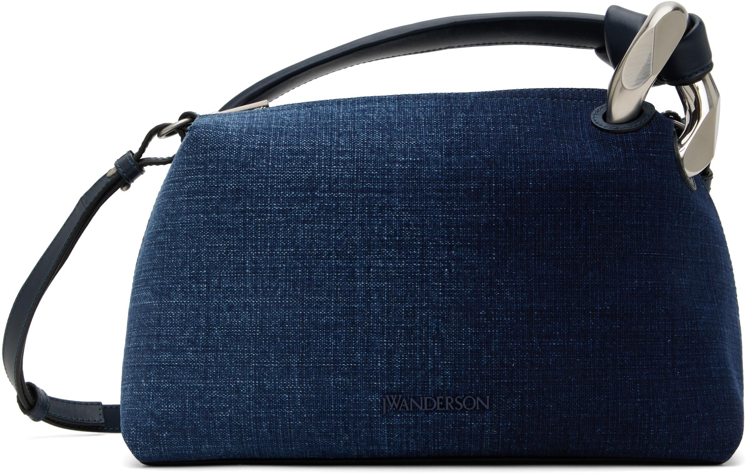 トートバッグ J. W. Anderson Belt Tote Blue Boiled Wool Shoulder Bag J. W. Anderson Belt Tote Blue Boiled Wool Shoulder Bag Tote