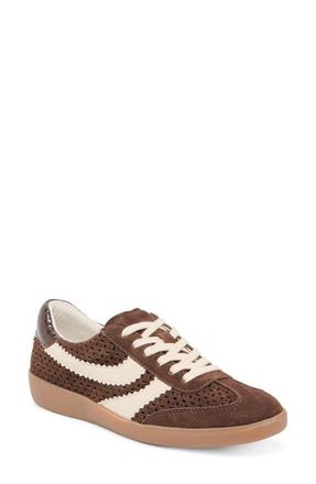 Dolce Vita Merit Perforated Sneaker in Dark Brown Suede at Nordstrom, Size 7.5