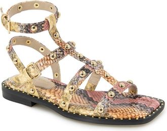 Kenneth Cole Ruby Snakeskin-Embossed Leather-Embossed Sandal