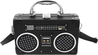 Generic WomenS Black Crossbody Bag Stylish Radio Shape Shoulder Bag Casual Fashion Pouch for Daily Use