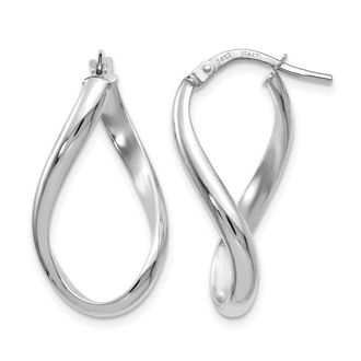 Diamond2Deal 14K White Gold Polished Oval Shape Twisted Hoop Earrings