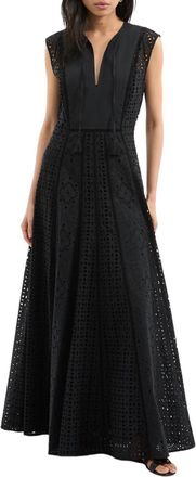 Veronica Beard Alina Eyelet Maxi Dress In Black