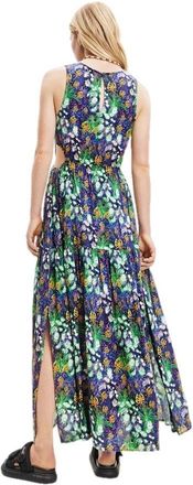 Desigual Womens Floral Cutout Midi Dress Stylealine - Navy Cotton - Size X-Large