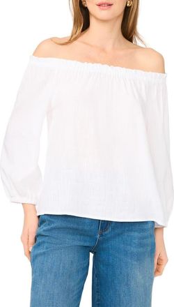 Vince Camuto Off the Shoulder Puff Sleeve Top in White at Nordstrom Rack, Size X-Large