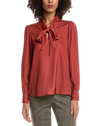 T Tahari Bow Neck Tie Blouse