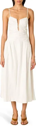 Nia Sawtelle Sleeveless Cotton Midi Dress in White at Nordstrom, Size X-Small