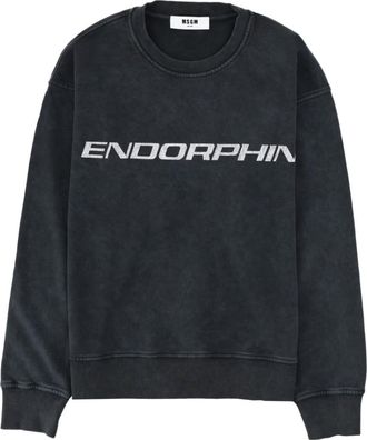 Msgm Black Crew Neck Sweatshirt