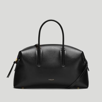 DeMellier The Midi Stockholm in Black Fine Grain Leather Top handle bag