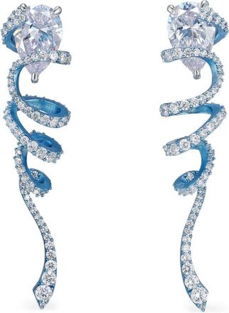 Anabela Chan Orecchini Ribbon Twirl in oro bianco 14 carati e vermeil nero rodiato con diamanti - Blu