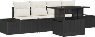 vidaXL Vidaxl - Garden Sofa Set with Pillow 5 pcs Black, Cream 100 x 55 x 73 cm