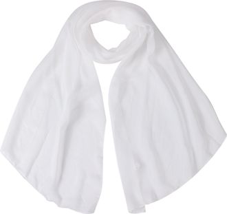 World of Shawls Elegant Sheer Chiffon Scarf Wrap Soft Plain Neck Wrap Idea for Weddings & Evening Dresses 45x160cm (White)