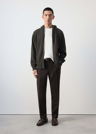 Mango Felpa cappuccio zip marrone - Uomo - XXL - MANGO MAN