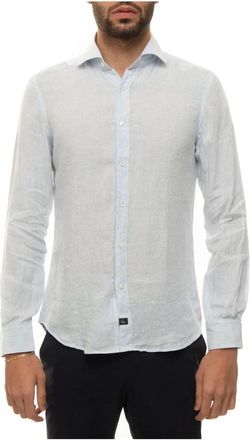 Fay Gestreept Frans Hals Linnen Shirt - Heren - Casual Overhemden - Blauw - L - Linnen - Overhemden