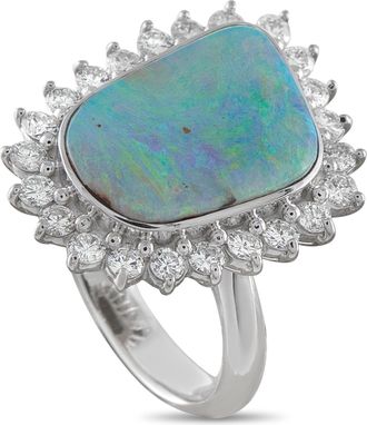 Luxury Bazaar Platinum 1.30 ct Diamond and 8.79 ct Opal Ring MF10-052126