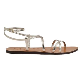 Maneb&igrave; Flat Sandals, female, Gray, Size: 8 US Canyon Woven Leather Sandal