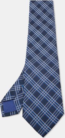 HUGO BOSS Boss By Hugo Boss Navy Blue Check Patterned Silk Tie