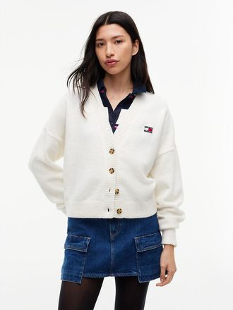 Tommy Hilfiger Womens Tommy Jeans Badge Cardigan - Off White - XXS
