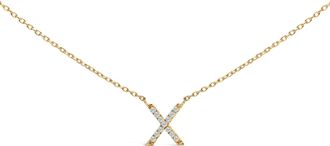 House of Brilliance 10K Gold Diamond Accent A-Z Block Initial Pendant Necklace