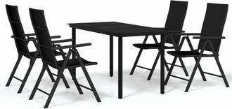 vidaXL 5 Piece Garden Dining Set Black Vidaxl
