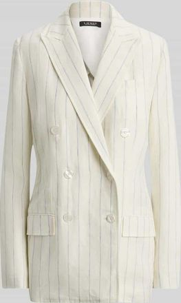 Lauren Ralph Lauren Longblazer aus reinem Leinen mit doppelreihiger Knopfleiste in Offwhite, Gr&ouml;&szlig;e 34