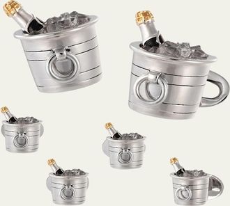 Jan Leslie Mens Champagne Bucket Cufflink Stud Set