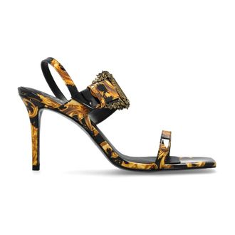 Versace Jeans Couture High Heel Sandals, female, Yellow, Size: 11 US Logo Couture Emily Slingback Sandals