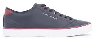 Tommy Hilfiger Sneaker TOMMY HILFIGER TH HI VULC CORE LOW LEATHER ESS, Herren, Gr. 40, blau (dunkelblau), Leder, Lederimitat, kontrastfarbene Details, Schuhe Sneaker