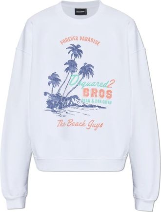 Dsquared2 Heren, Sweatshirts & Hoodies, Wit, Maat: XL Katoen