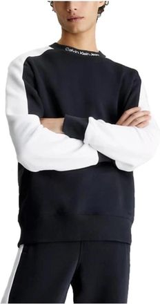 Calvin Klein Colorblock Trui met Ronde Hals - Heren - Ronde hals truien - Zwart - XL - Katoen - Truien & Vesten