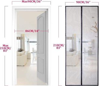 No Brand Cortina Magn&eacute;tica Para Puerta - 90 X 210 Cm - Blanca - Tejido De Malla Transpirable