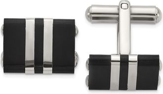 Diamond2Deal Stainless Steel Brushed and Polished Black IP-plated Cuff Links