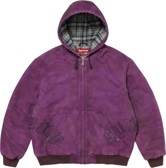 SUPREME FW26 Leather Appliqu&eacute; Hooded Work Jacket Purple SUP-FW26-063-PUR