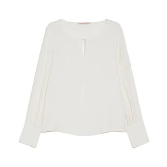 Pennyblack Overhemden, Dames, Wit, L, Ivoor Crêpe de Chine Shirt Estense