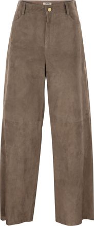 Max Mara Smmfulmine Lederhose mit weitem Bein
