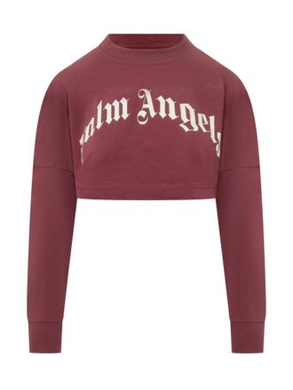 Palm Angels Red Logo Crew Neck Sweatshirt